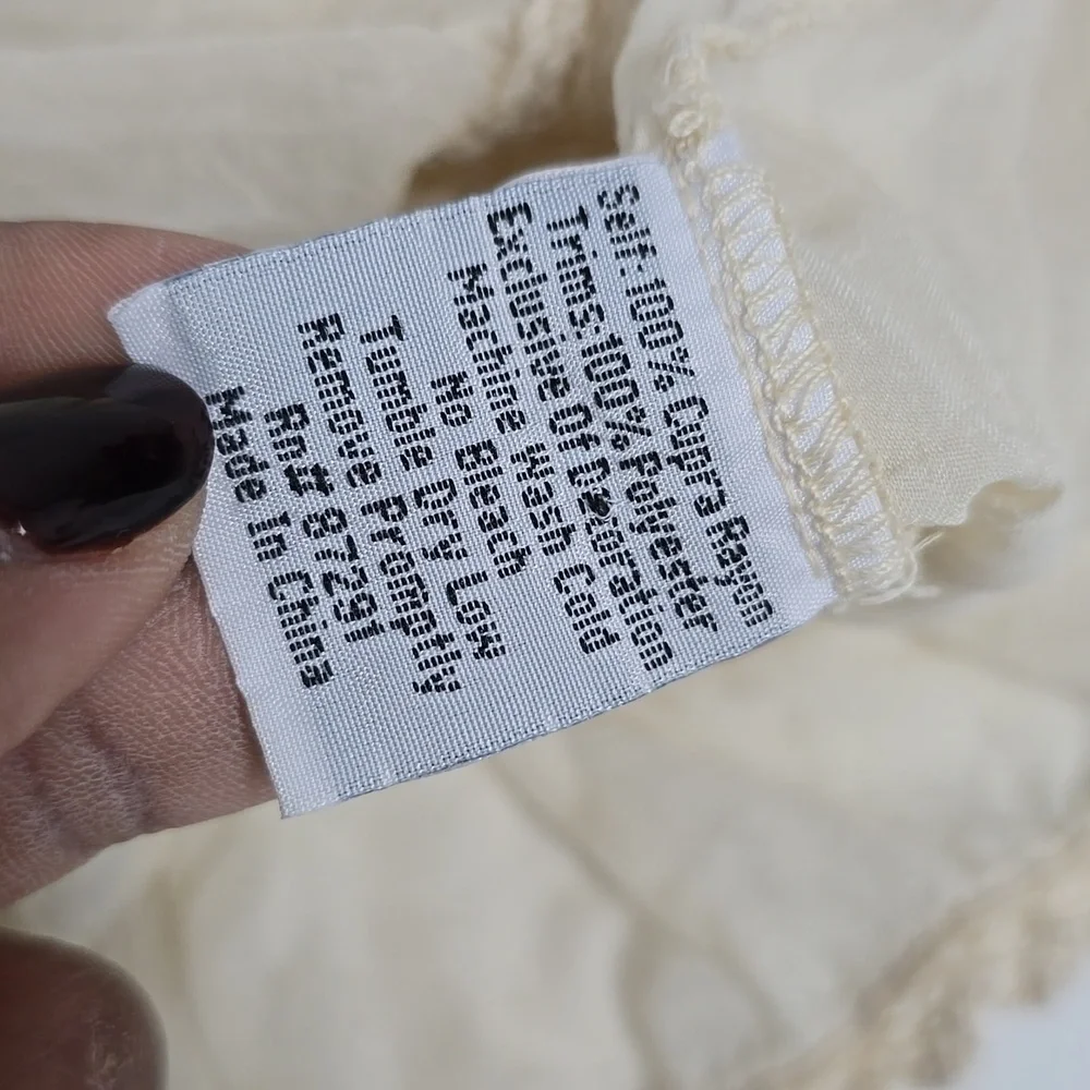 Johnny Was Cream Ivory 3/4 Sleeve Cupra Rayon Boho Embroidered Top - Picture 10 of 10